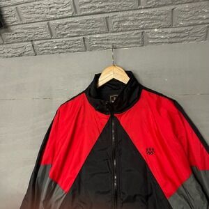 Vintage USA Olympics Track Jacket Red Black Grey Colorblock Windbreaker Large